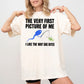 Funny Science Fishing T-Shirt – “The Very First Picture Of Me” Graphic Tee, Creative Biology Humor Shirt for Men & Women