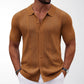 Men's Knit Button-Down Shirts, Short-Sleeve Summer Casual Shirts, Vintage Beach Vacation Shirts