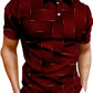 Men's Luxury Gold Grid Pattern Polo Shirt Slim Fit Casual T-Shirt