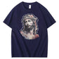 Watercolor Jesus Pattern Print Crew Neck T-Shirt