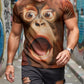 Big Mouth Shocked Monkey Funny Meme Graphic Print T-Shirt