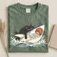 Fat Cat Vs Shark Shirt, Meme Hilarious Cat Riding Shark Funny Ocean Graphic Tee