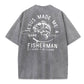 Jesus Made Me A Fisherman Pattern Washing And Aging Process Crew Neck T-Shirt