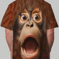 Big Mouth Shocked Monkey Funny Meme Graphic Print T-Shirt
