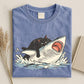 Fat Cat Vs Shark Shirt, Meme Hilarious Cat Riding Shark Funny Ocean Graphic Tee