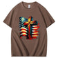 American Flag And Cross Pattern Print 100%Cotton T-Shirt