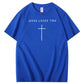 Jesus Loves You Pattern Print Crew Neck T-Shirt