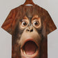 Big Mouth Shocked Monkey Funny Meme Graphic Print T-Shirt