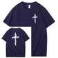 Nails Cross Pattern Print Crew Neck T-Shirt