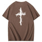 Nails Cross Pattern Print Crew Neck T-Shirt