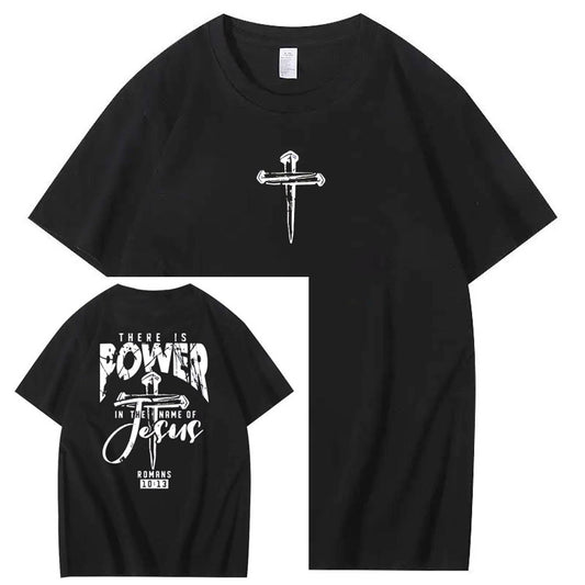 There Is Power In The Name Of Jesus Pattern Print T-Shirt