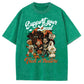 Support Your Local Trick or Treaters Pattern Washed Distressed Crew Neck 100% Cototon T-Shirt