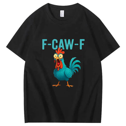 F-Caw-F Crazy Blue Chicken Pattern100% Cotton T-Shirt