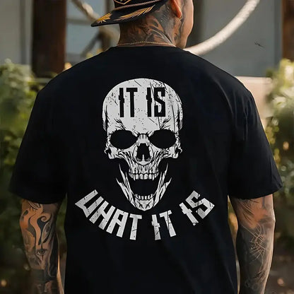 IT IS WHAT IT IS Skull Print Men's T-Shirt, Top Menswear, Tee Shirt Casual Streetwear