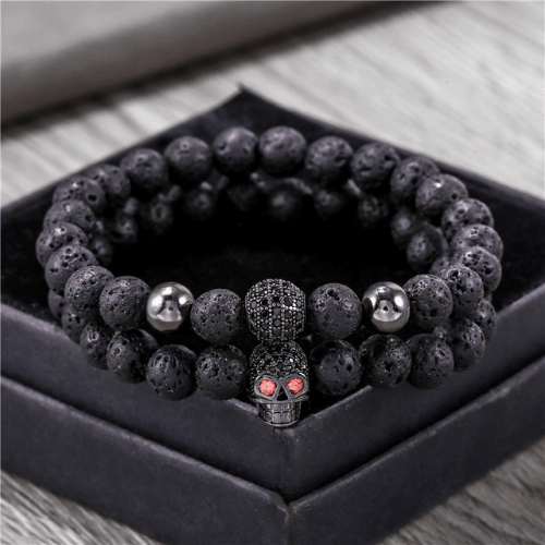 Stylish Layered Volcanic Skull Bracelet