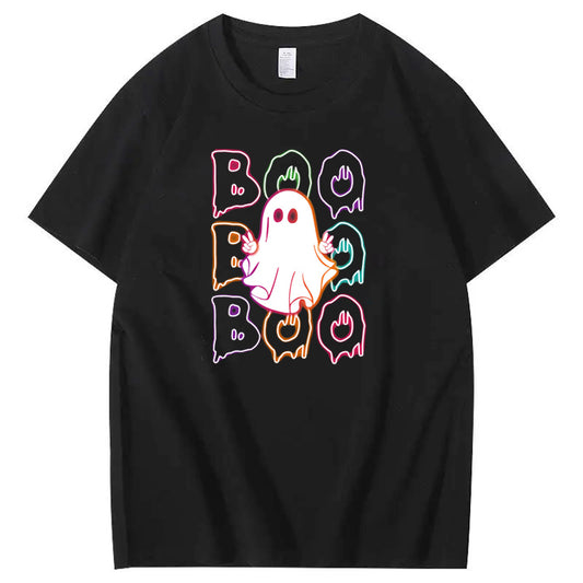 Halloween Boo Boo Boo Ghost Funny Pattern  Print 100%Cotton T-Shirt
