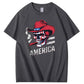 Independence Day Skull America Pattern Print 100%Cotton T-Shirt