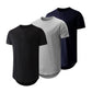 Men's 3-Pack Cotton Hipster Hip Hop Longline Crewneck T-Shirt, Men's Casual T-Shirts