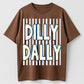 Urbntees Dilly Dally Dally Vintage Stripe Bold Text Pure Cotton T-Shirt Streetwear Style