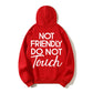 Not Friendly Do Not Touch Print, Men'S Casual Streetwear Hoodies, Comfy And Loose Hooded Pullover Top, Casual Streetwear, Fall Outfits