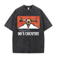 Women's Vintage 90s Country Graphic Fitted Tee Western Bull Skull Print T-Shirt Casual Summer Festival Top, Round Neck, Raised On 90s Country Music