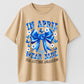 Urbntees In April We Wear Blue Autism Awareness Puzzle Bow Pure Cotton T-Shirt