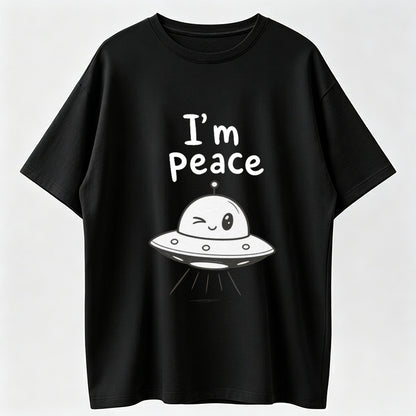 I Come In Peace Cute Alien Peace Sign Matching Couple T-Shirt
