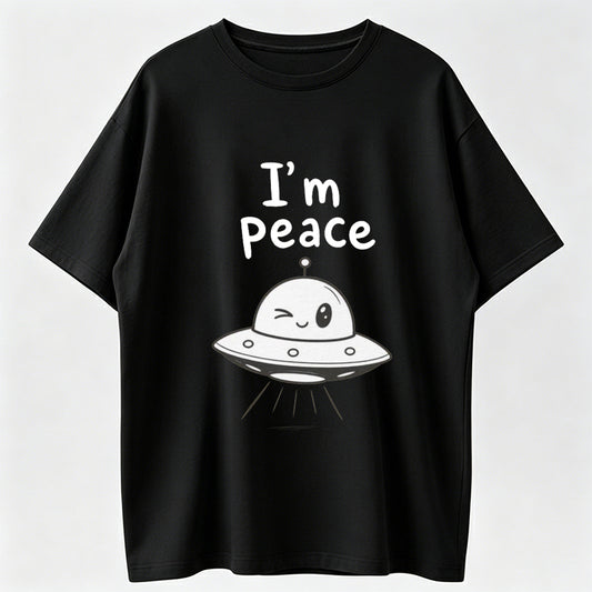 I Come In Peace Cute Alien Peace Sign Matching Couple T-Shirt