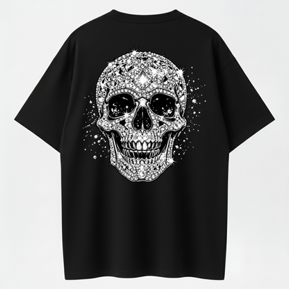 Men's Sparkling Diamond Skull Graphic T-Shirt – Gothic Punk Short Sleeve Tee
