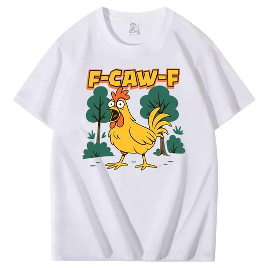 F-Caw-F Crazy Shock Chicken Pattern100% Cotton T-Shirt