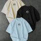 3-Pack Oversized T-Shirts – Small Dumbbell Chest Print, Minimalist Gym Streetwear