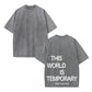Plain "THIS WORLD IS TEMPORARY" Letter Print Short Sleeve Graphic Tee, Loose Casual Comfy Round Neck T-shirt for Summer