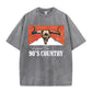 Women's Vintage 90s Country Graphic Fitted Tee Western Bull Skull Print T-Shirt Casual Summer Festival Top, Round Neck, Raised On 90s Country Music