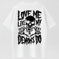 Gothic Style Dark T-shirt – ‘Love Me Like My Demons Do’ Skull and Heart Hands