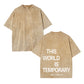 Plain "THIS WORLD IS TEMPORARY" Letter Print Short Sleeve Graphic Tee, Loose Casual Comfy Round Neck T-shirt for Summer
