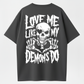 Gothic Style Dark T-shirt – ‘Love Me Like My Demons Do’ Skull and Heart Hands