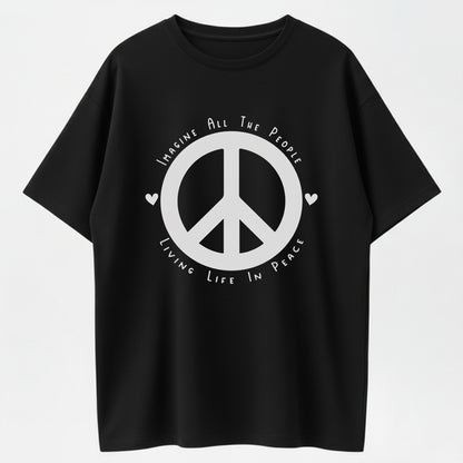 Dream of Peace Lyric Ring Print Classic Music Spirit Tee
