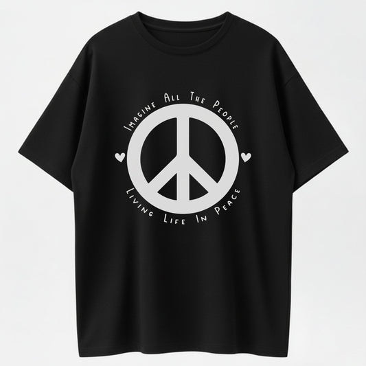 Dream of Peace Lyric Ring Print Classic Music Spirit Tee