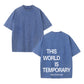 Plain "THIS WORLD IS TEMPORARY" Letter Print Short Sleeve Graphic Tee, Loose Casual Comfy Round Neck T-shirt for Summer
