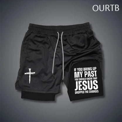 If You Bring Up My Past You Should Know That Jesus Dropped The Charges Cross Art Print Shorts Pants