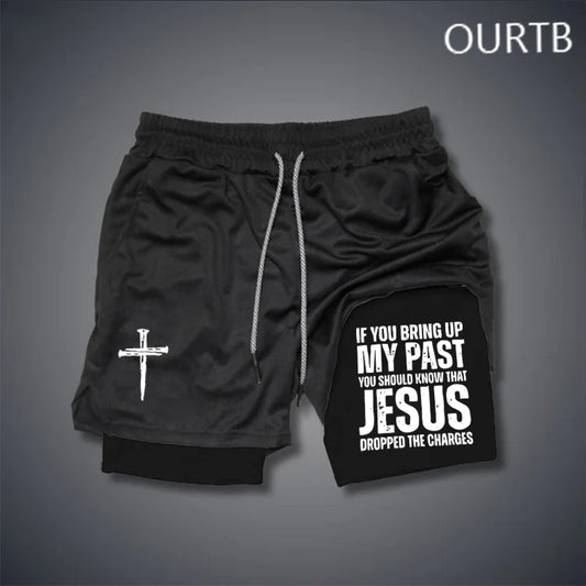 If You Bring Up My Past You Should Know That Jesus Dropped The Charges Cross Art Print Shorts Pants