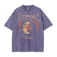 Women's Moon Print Round Neck Tee, Vintage Trendy Casual Short Sleeve T-shirt for Daily Wear