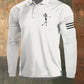 Skull Print Raglan Long Sleeve Polo Shirt