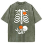 Skeleton Halloween Maternity Pregnancy Announcement Fall Mom Washed Cotton T-Shirt