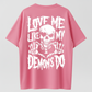 Gothic Style Dark T-shirt – ‘Love Me Like My Demons Do’ Skull and Heart Hands