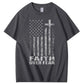 Faith Over Fear Amercian Flag Pattern Printing Print Crew Neck T-Shirt