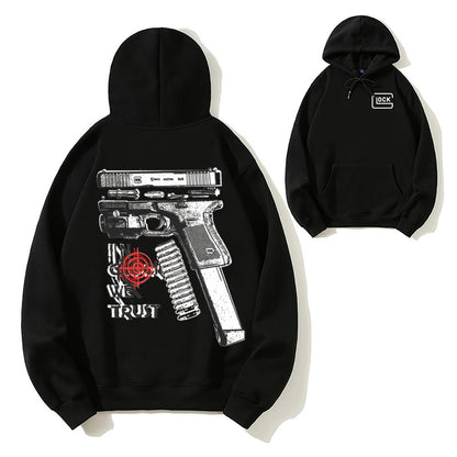 In Glock We Trust 2 Sides Hoodie, For Men, For Women - Unisex Style, 100% Cotton, Pullover unisex hoodie