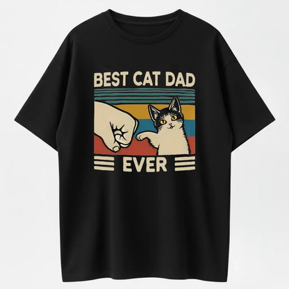 Best Cat Dad Ever Fist Bump Funny Organic Cotton Unisex T-Shirt
