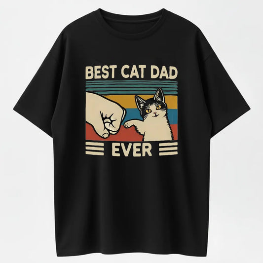 Best Cat Dad Ever Fist Bump Funny Organic Cotton Unisex T-Shirt