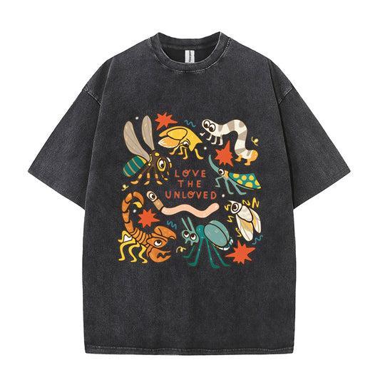 Urbntees Love the Unloved Bugs Vintage Washed Organic Cotton Unisex T-Shirt